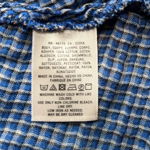 Anthropologie Holding Horses Abita plaid button lace trim shirt dress. Size XS - Picture 16 of 16